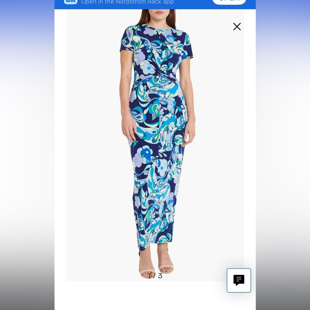 Elegant Blue and Green Floral Dress